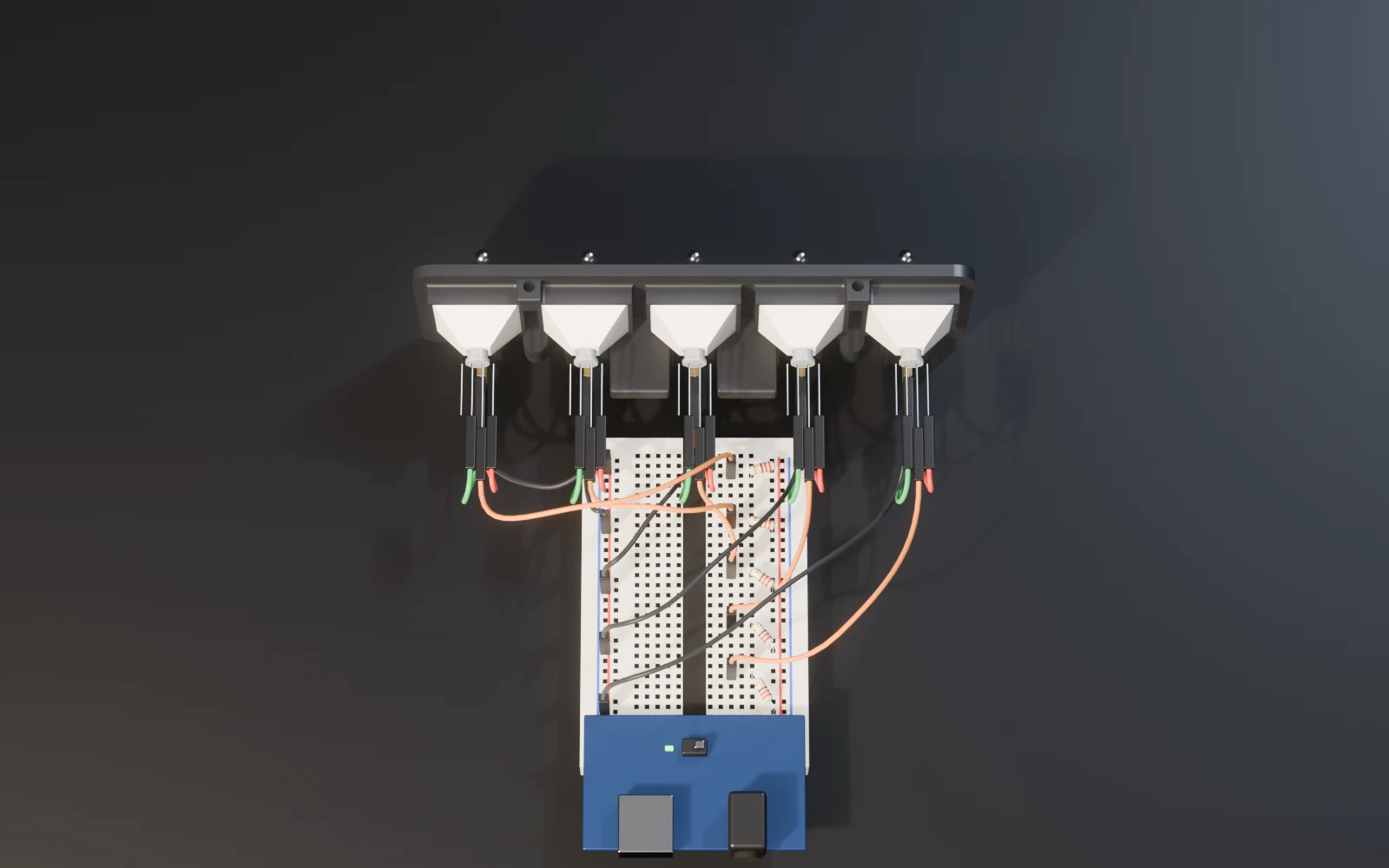 Map of the whole wiring from above, all five circuits